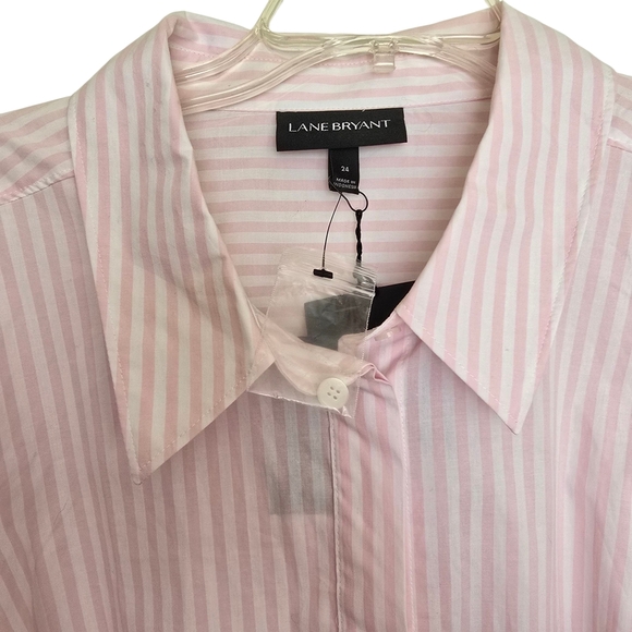 NWT Lane Bryant Pink Striped Long Sleeved Women's Blouse Top - Picture 3 of 5